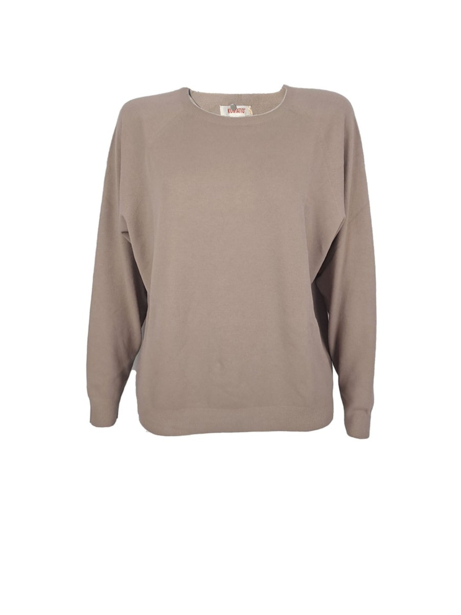 Donna kontatto Pullover | Girocollo Over - Tortora