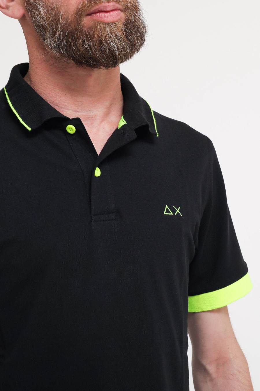 Uomo sun68 Polo | Polo Small Stripes Fluo El - Nero