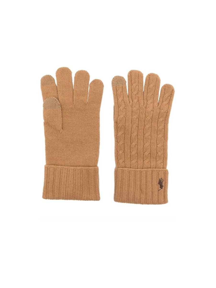 Uomo polo ralph lauren Guanti | Classic Cable Glove - Camel