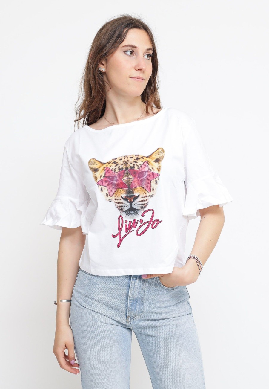 Donna liu jo T-Shirt | Ecs T-Shirt Con Stampa M/C - White/Leop.