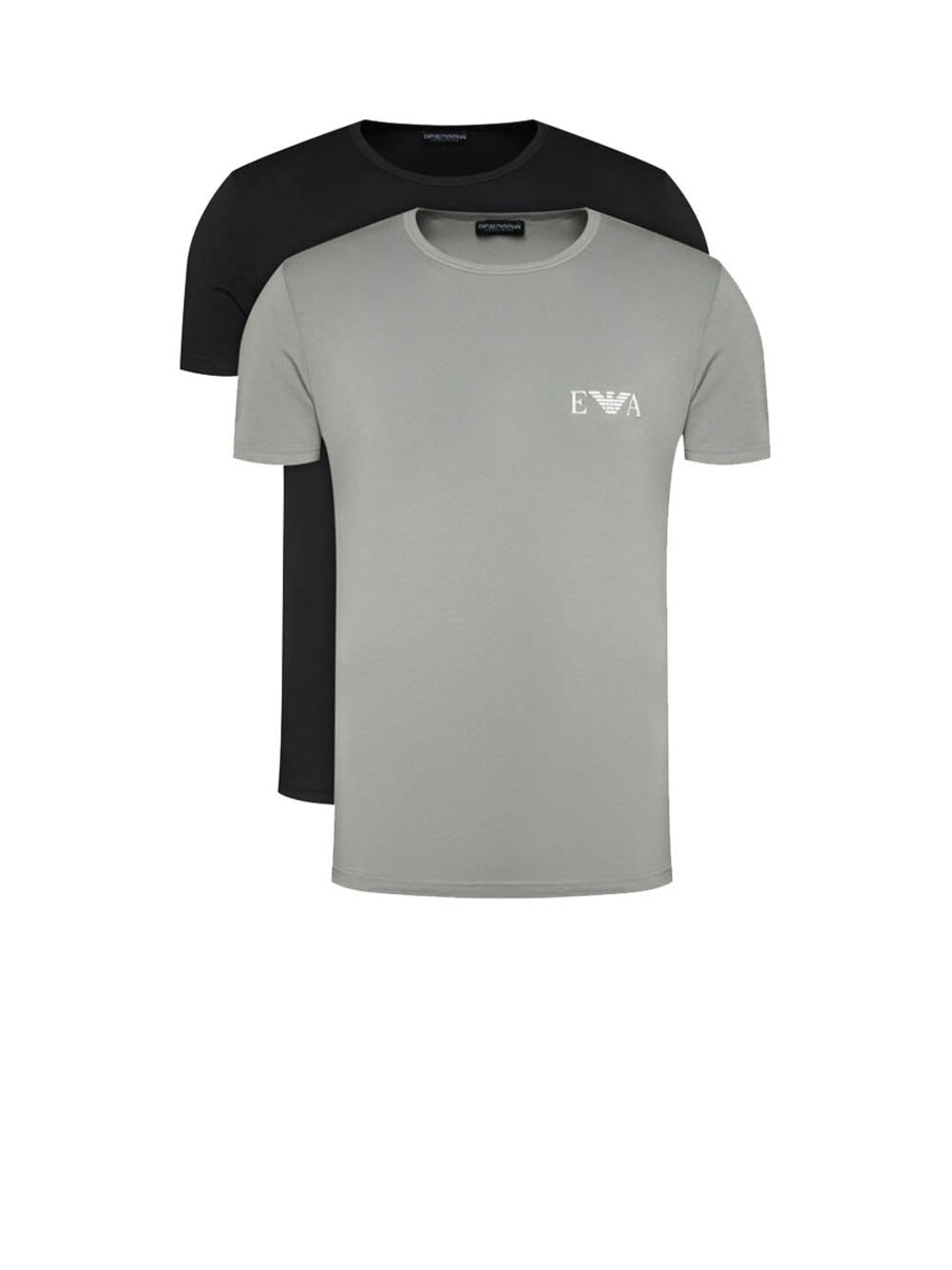 Uomo emporio armani underwear T-Shirt | 2Pack Crew Neck T-Shirt S/S - Stone Black