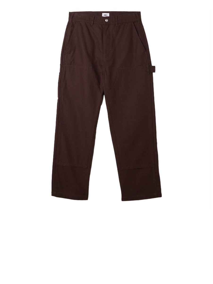 Uomo obey Pantaloni | Big Timer Twill Double Knee Carpenter Pant - Java Brown