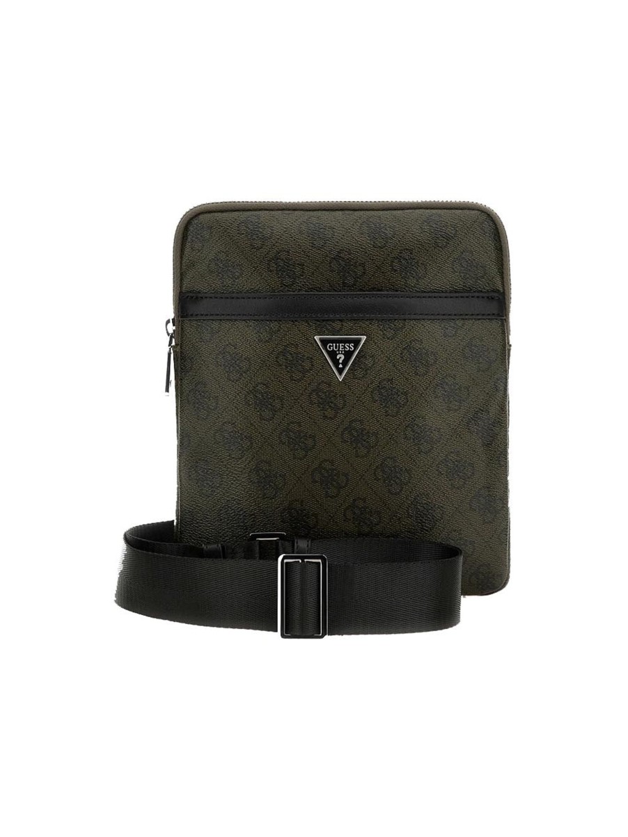 Uomo guess Borse | Vezzola Smart Crossbody Flat - Military Green/Black