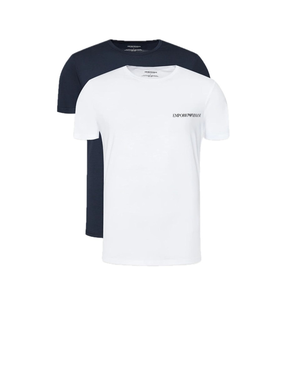 Uomo emporio armani underwear T-Shirt | 2Pack Crew Neck T-Shirt S/S - White Navy Blue