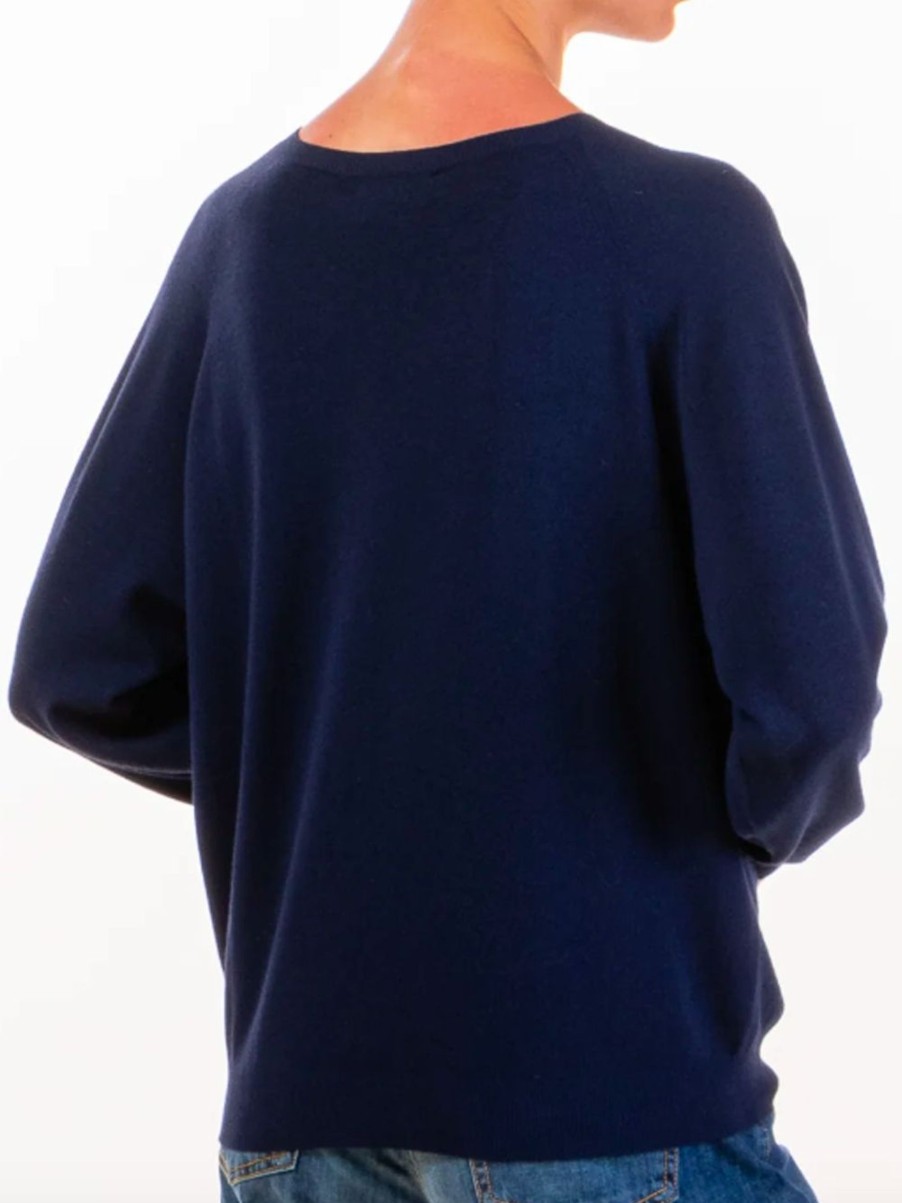 Donna kontatto Pullover | Girocollo Over - Blue