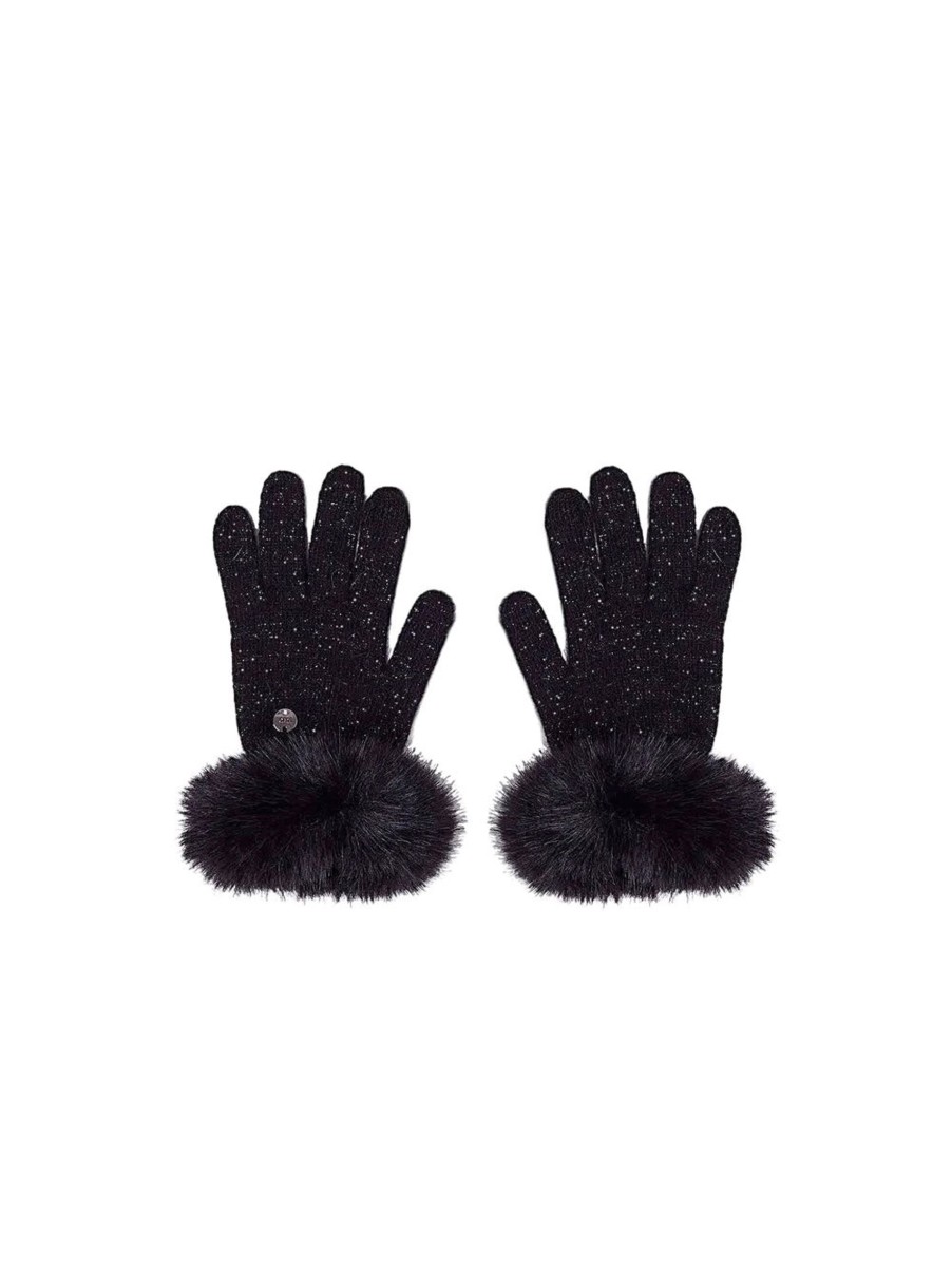 Donna liu jo Guanti | Guanti Maglia Con Fakefur - Nero