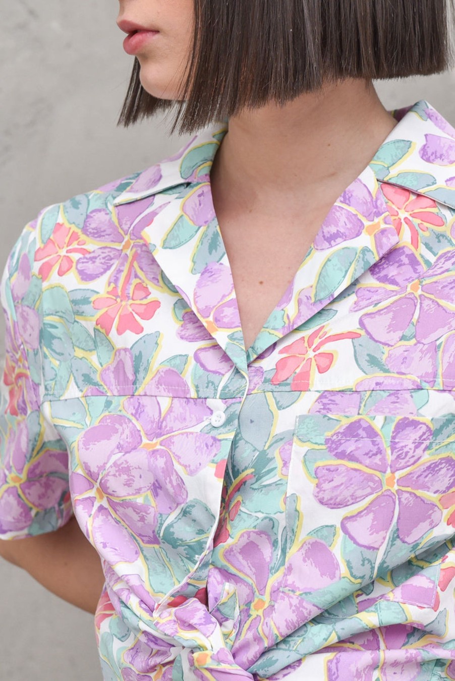 Donna na-kd Camicie | Oversized Short Sleeve Shirt - Purple Flower