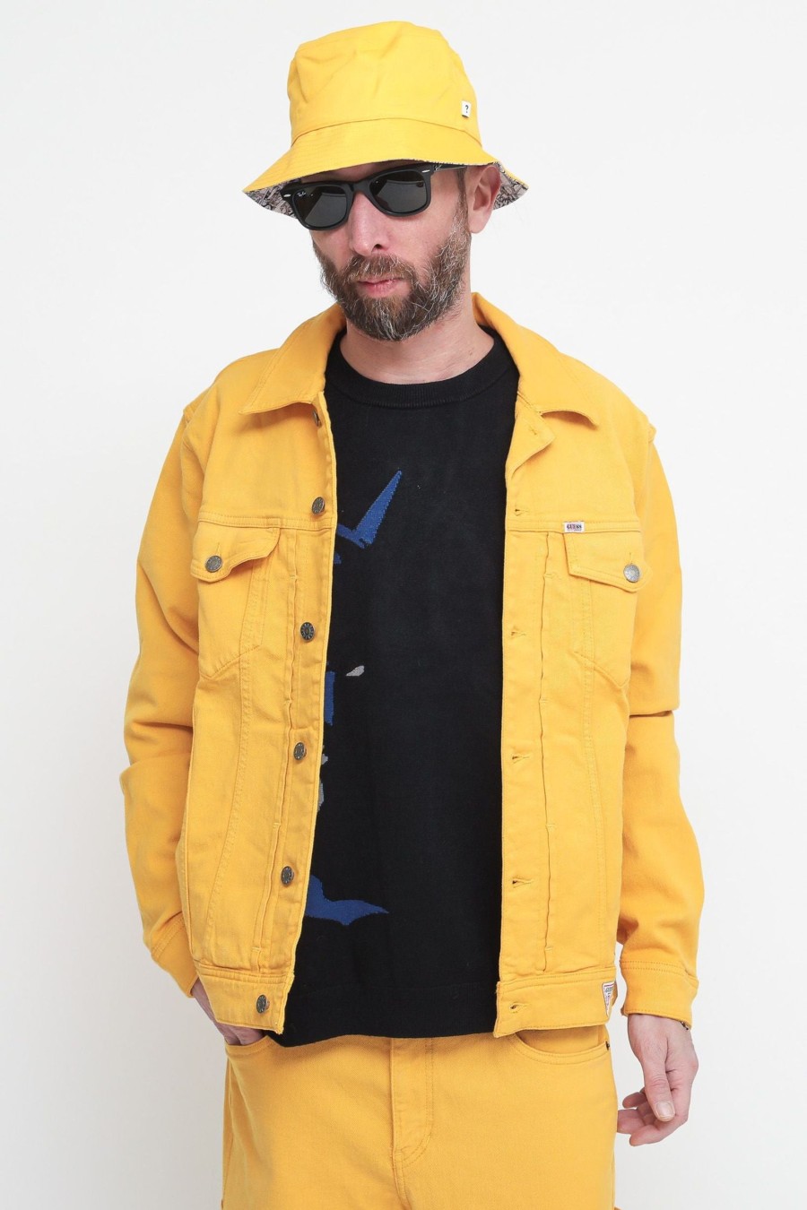 Uomo guess Giubbotti | Jacket Denim - Yellow