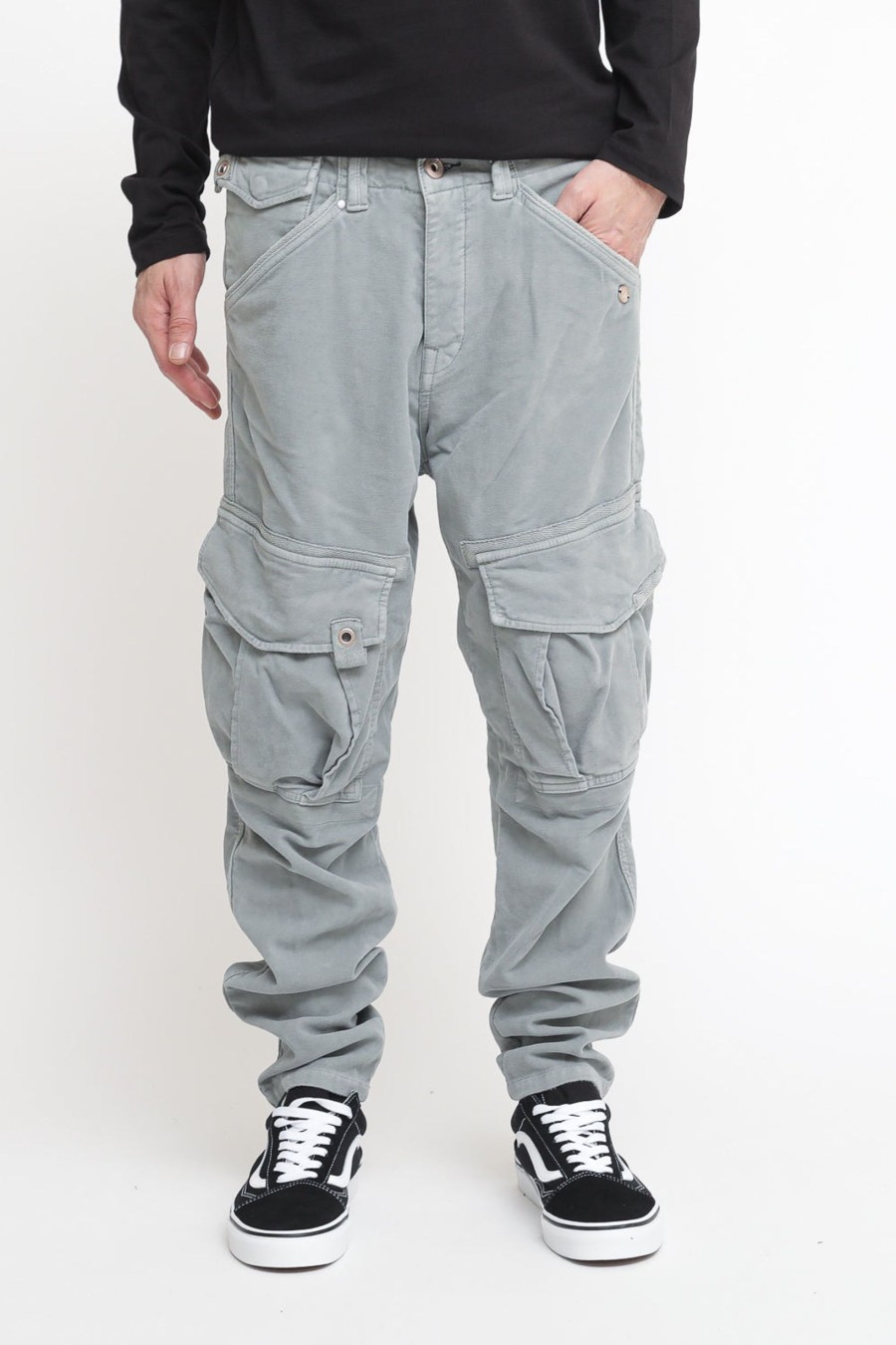 Uomo berna Pantaloni | Pantalone Tascone Fustagno - Grigio