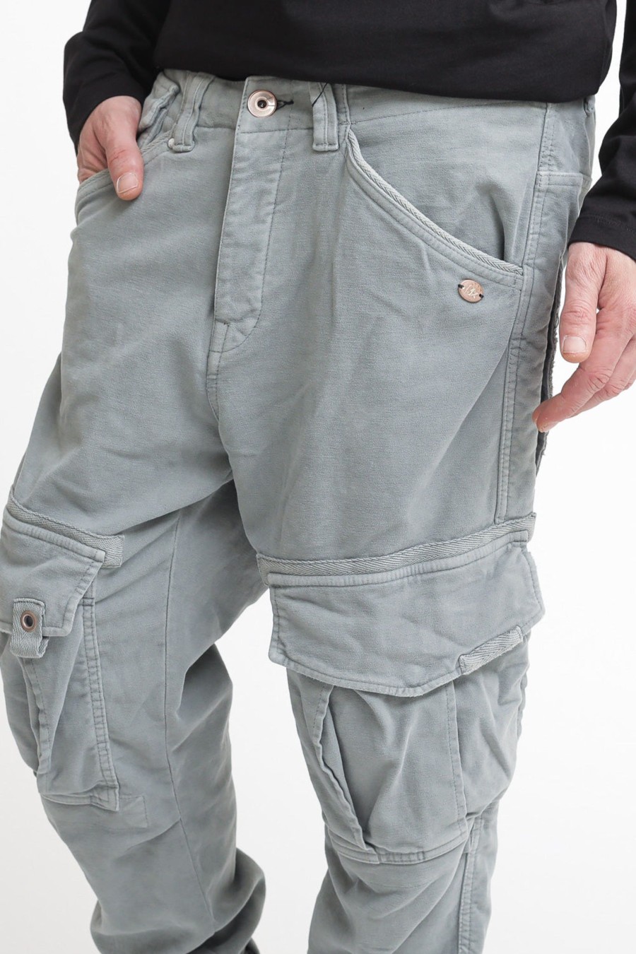 Uomo berna Pantaloni | Pantalone Tascone Fustagno - Grigio