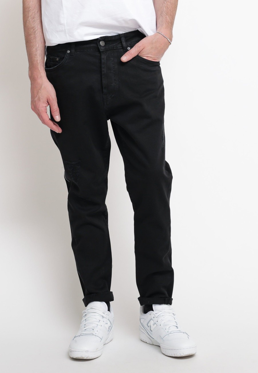 Uomo liu jo uomo Pantaloni Jeans | Bull Twisted Joebull Pantalone 5 Tasche - Nero