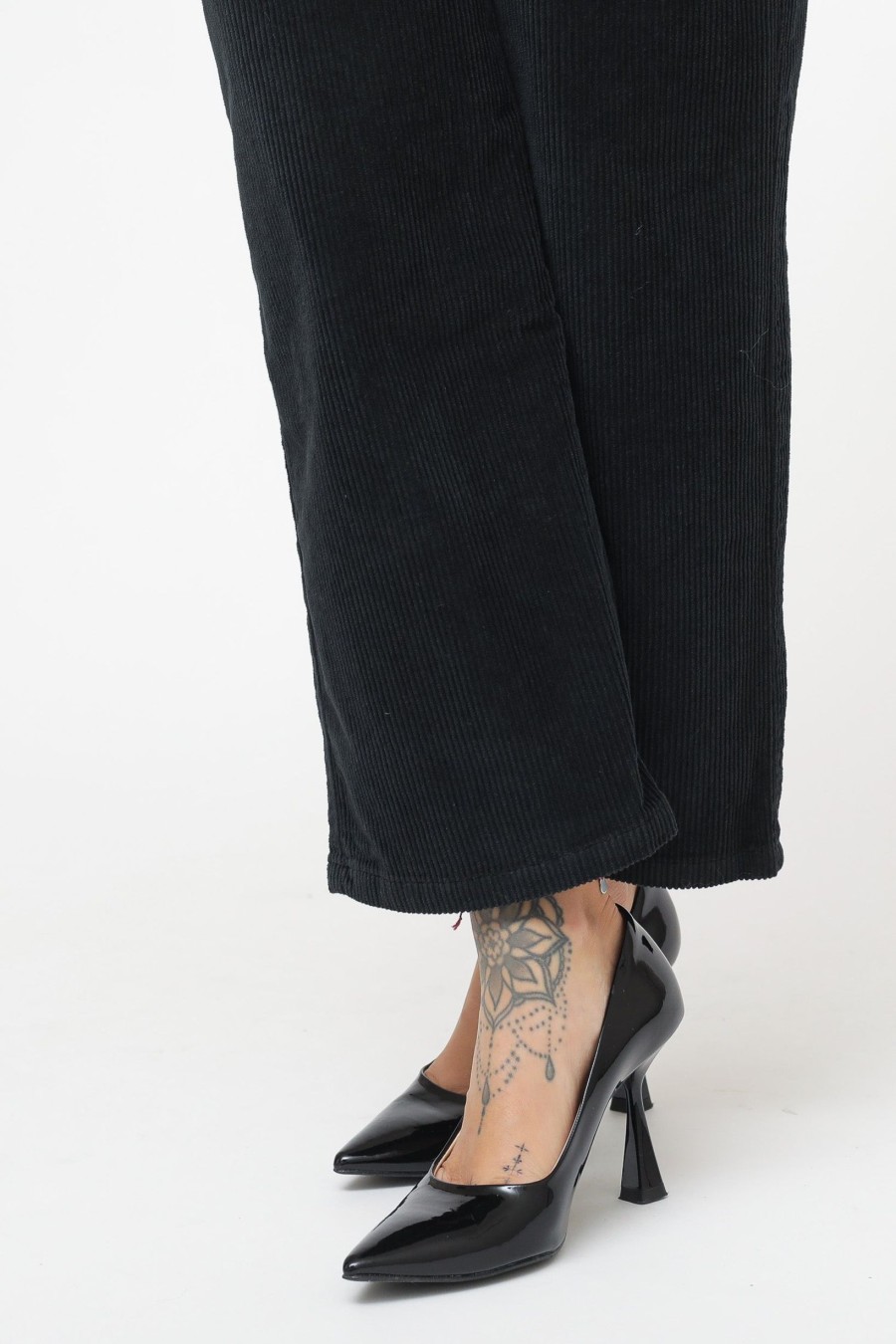 Donna berna Pantaloni | Pantalone Cropped Velluto - Nero