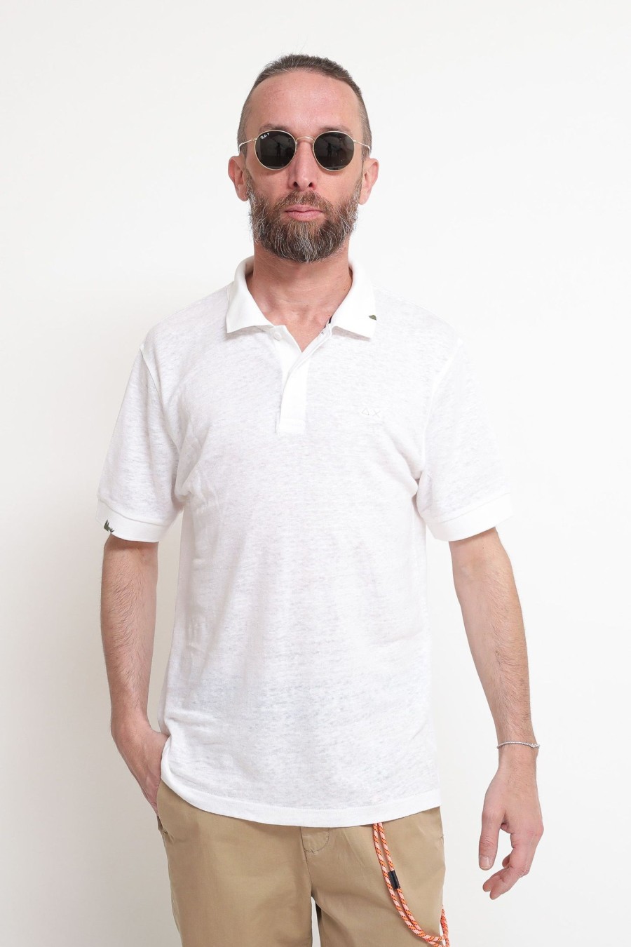 Uomo sun68 Polo | Polo Js Linen Solid - Bianco