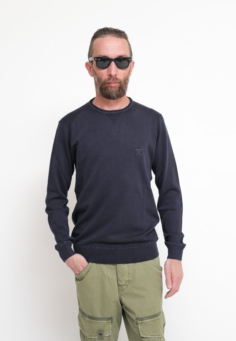 Uomo berna Pullover | Paricollo Cotone - Navy