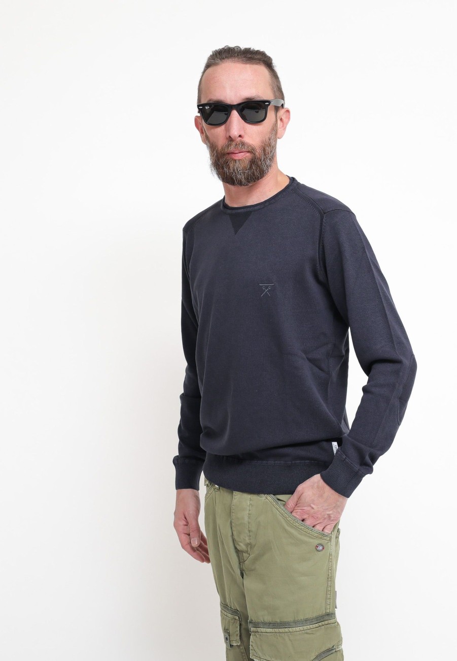 Uomo berna Pullover | Paricollo Cotone - Navy