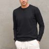 Uomo berna Pullover | Girocollo Toppe Ricamate - Nero