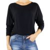 Donna kontatto Pullover | Scollo Barca Cropped - Nero