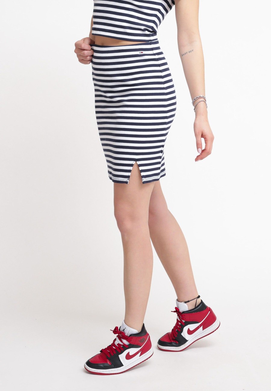 Donna tommy hilfiger Gonne | Tjw Side Slit Stripe Bodycon - Twilight Navy