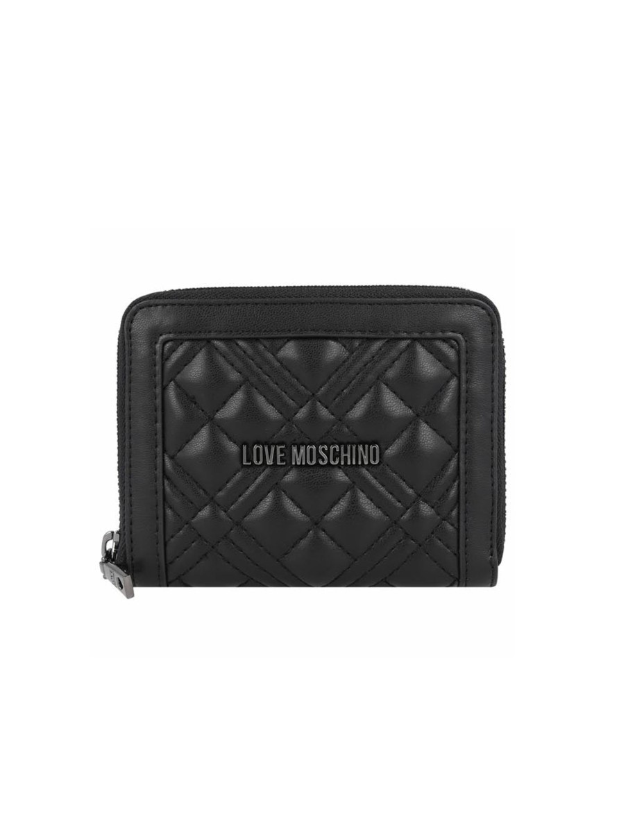 Donna love moschino Portafogli | Portafoglio Quilted Pu - Nero/Galvanica Canna Di Fucile