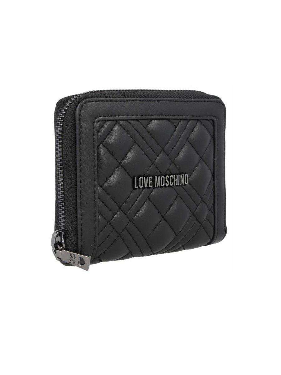 Donna love moschino Portafogli | Portafoglio Quilted Pu - Nero/Galvanica Canna Di Fucile