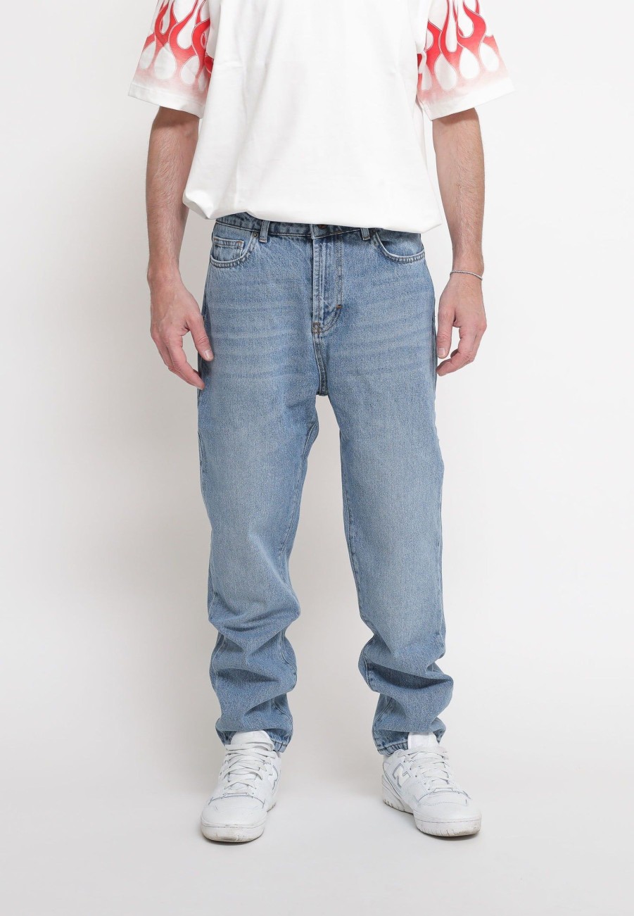 Uomo VISION OF SUPER Pantaloni Jeans | Blue Denim Whit White Coating