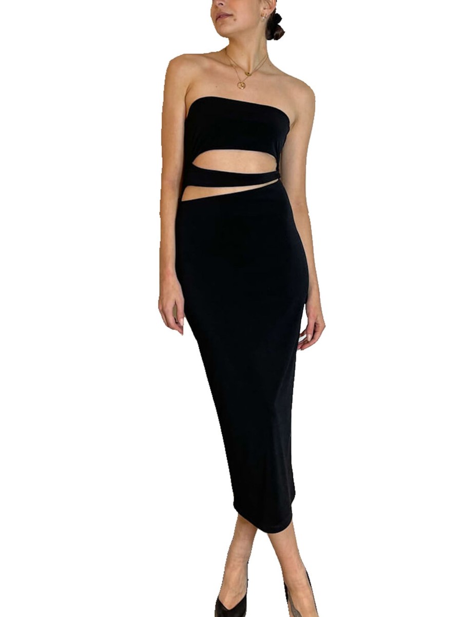 Donna vicolo Vestiti | Abito Cut Out Midi - Nero