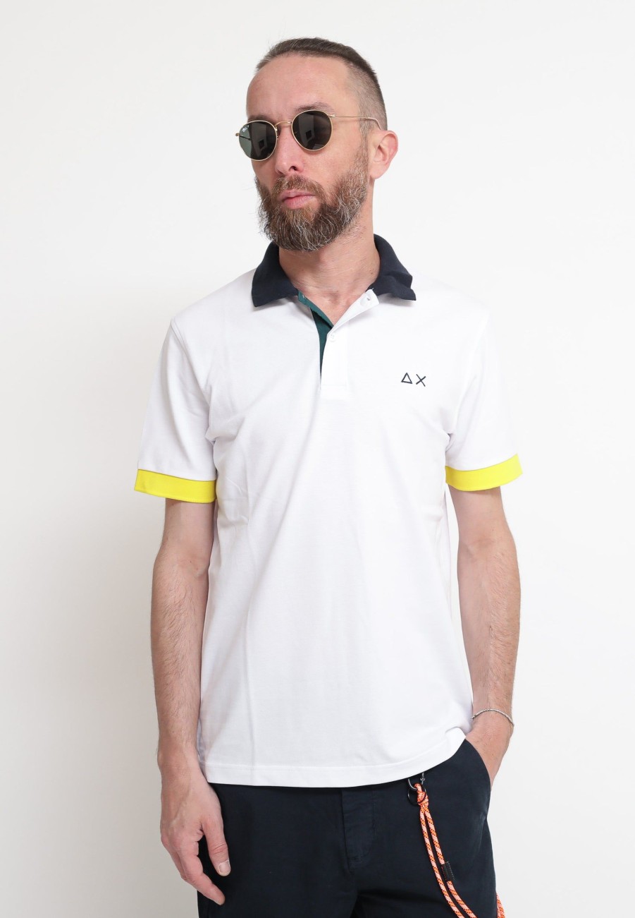 Uomo sun68 Polo | Polo 3 Color Way El - Bianco