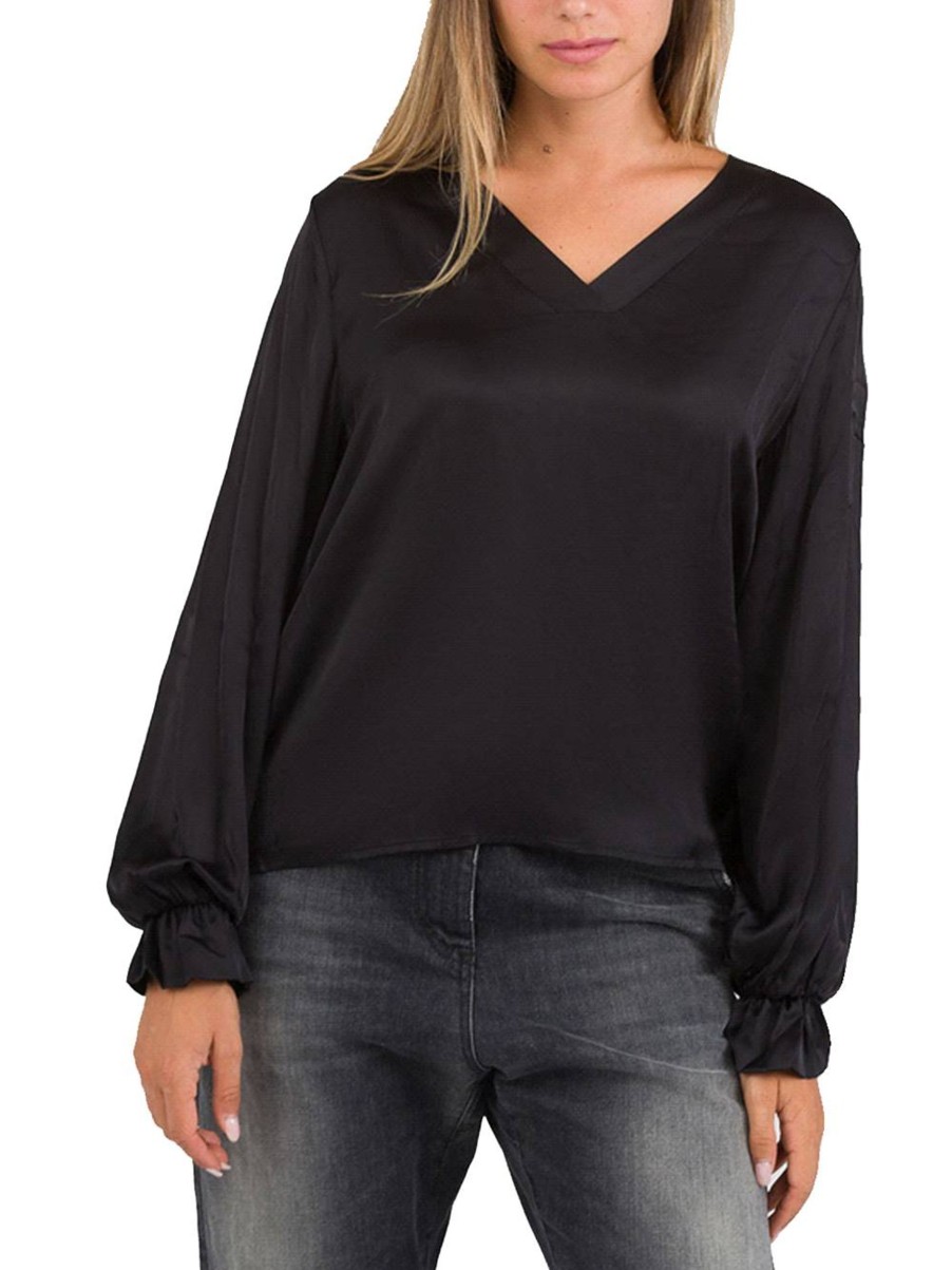 Donna kontatto Bluse | Blusa Scolla V - Nero