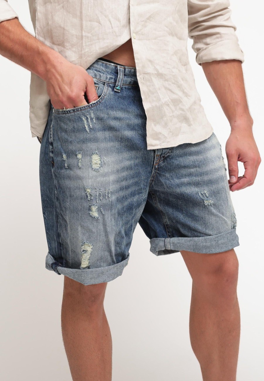 Uomo berna Bermuda | Bermuda Denim Scuro Rotto