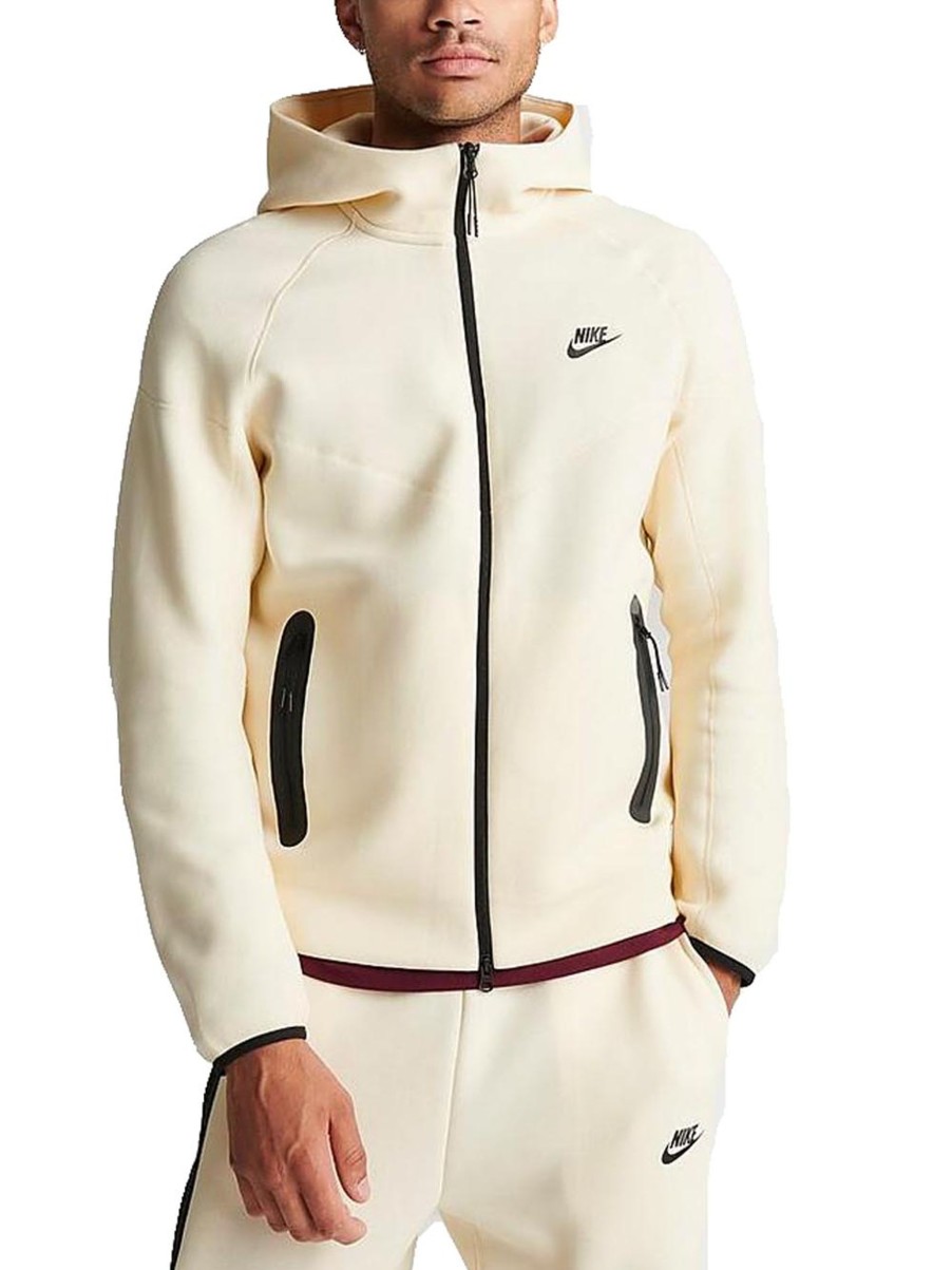 Uomo nike Felpe | Sportswear Tech Fleece Windrunner Felpa Con Cappuccio E Zip A Tutta Lunghezza - Cream