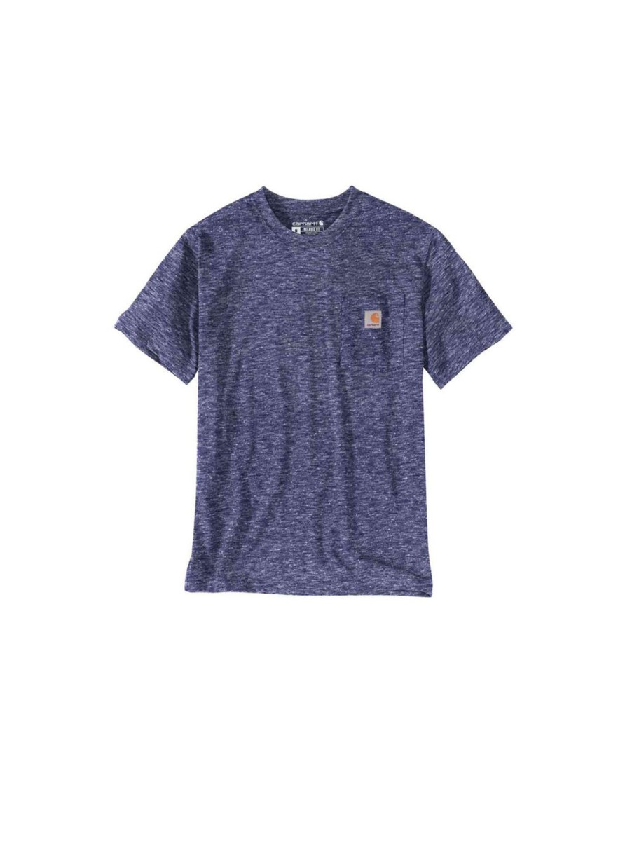 Uomo carhartt T-Shirt | Relaxed Fit Heavyweight Short Sleeve Pocket T-Shirt - Blue Snow Heat