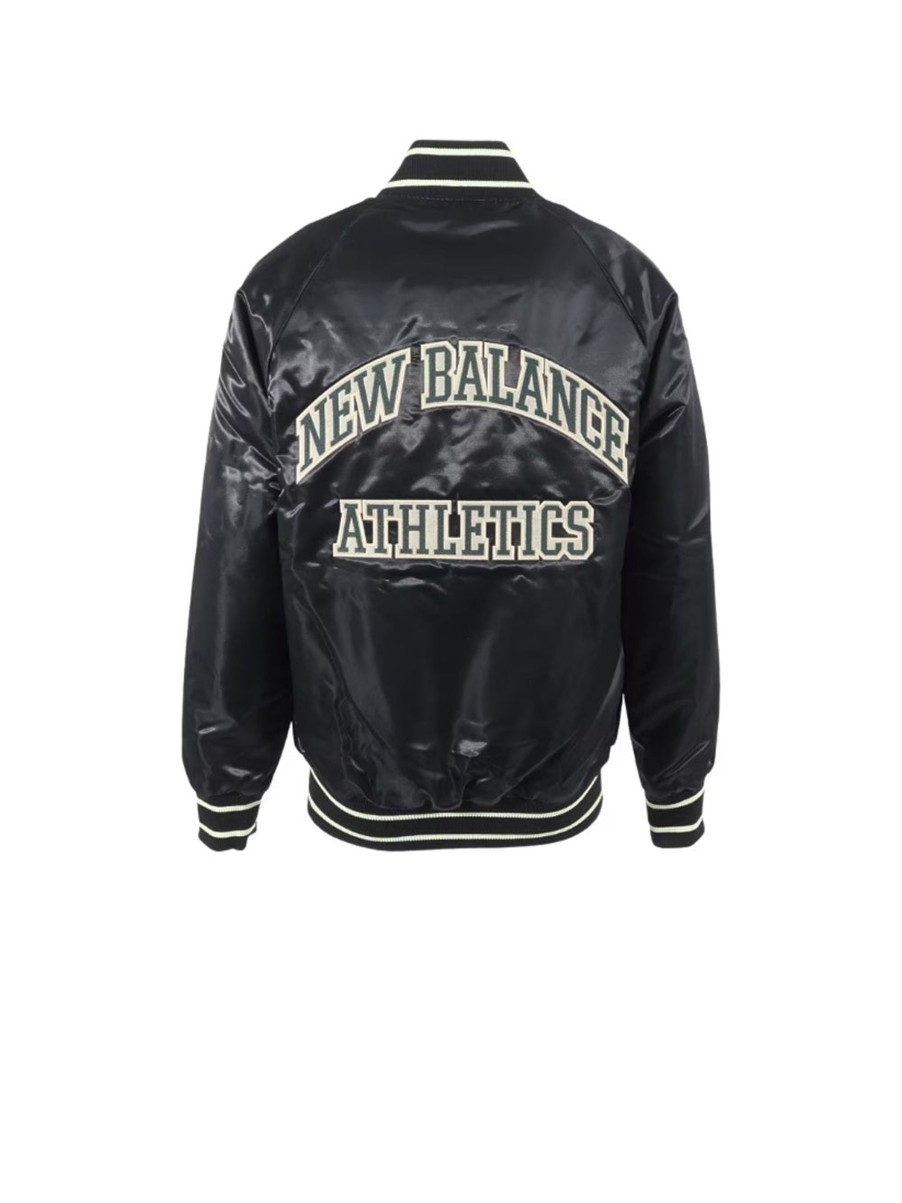 Uomo new balance Giubbotti | Athletics Varsity Satin Bomber Jacket - Black