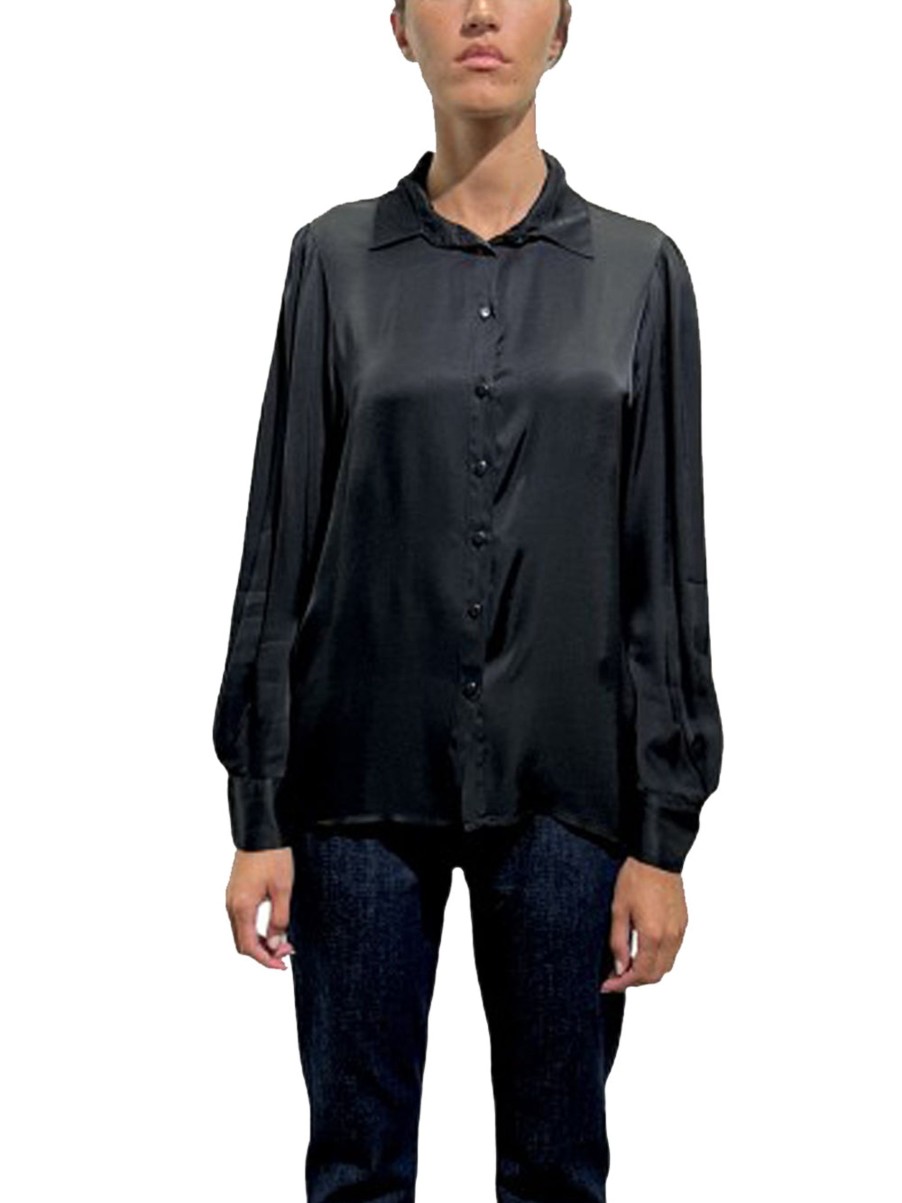 Donna Have One Bluse | Camicia Polso 2 Bottoni - Nero