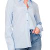 Donna vicolo Camicie | Top Camicia 100% Co - Azzurro