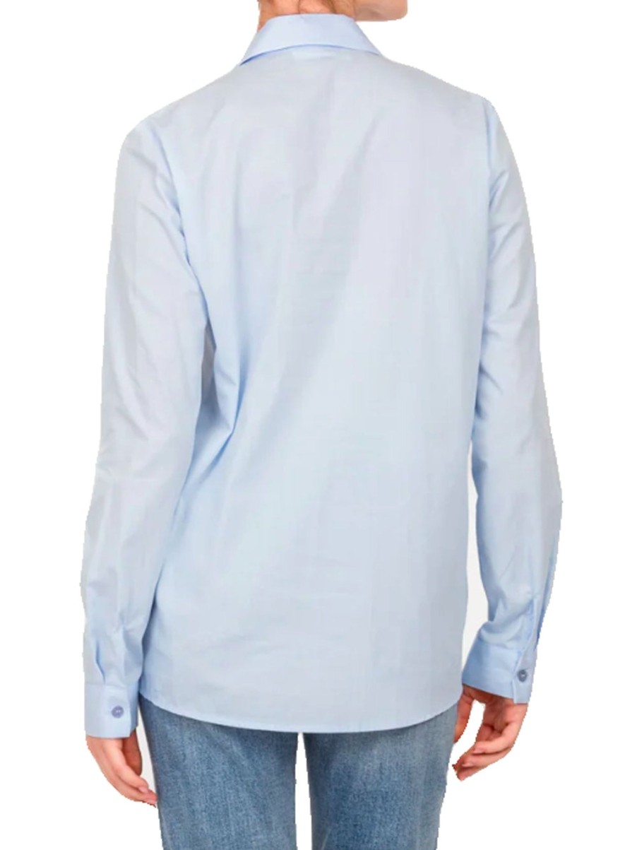 Donna vicolo Camicie | Top Camicia 100% Co - Azzurro