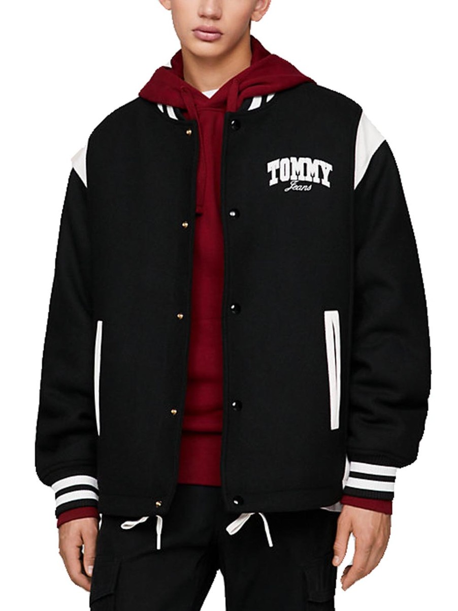 Uomo tommy hilfiger Giubbotti | Tmj Cord Wool Mix Letterman - Black