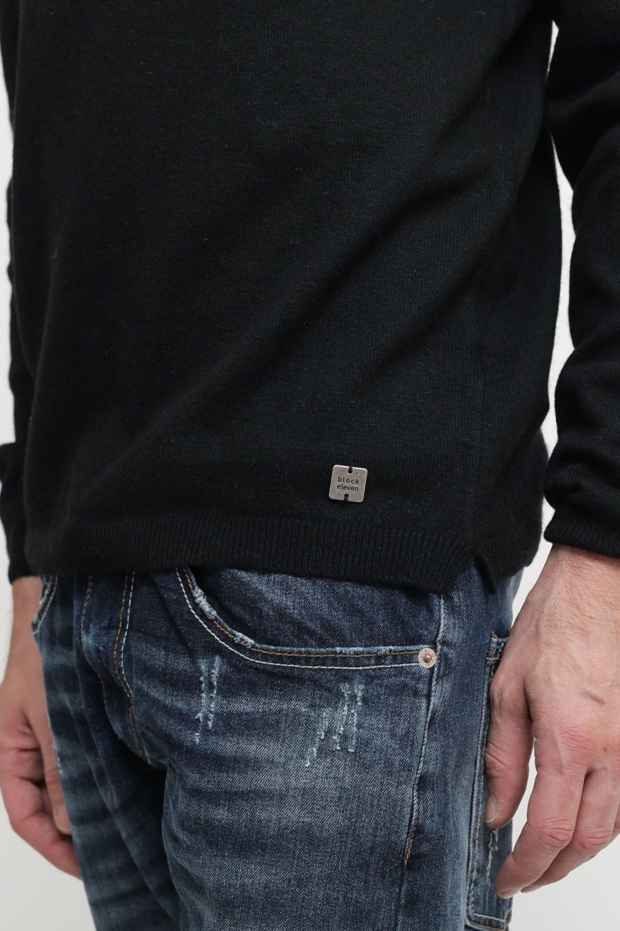 Uomo bl11 Pullover | Girocollo Cachemire - Nero