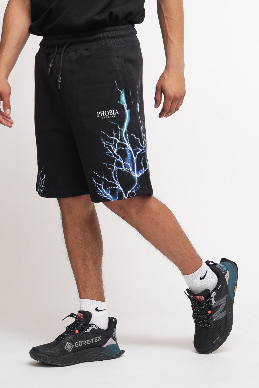 Uomo phobia vos Shorts | Shorts With Blue And Lightblue Lightning - Black