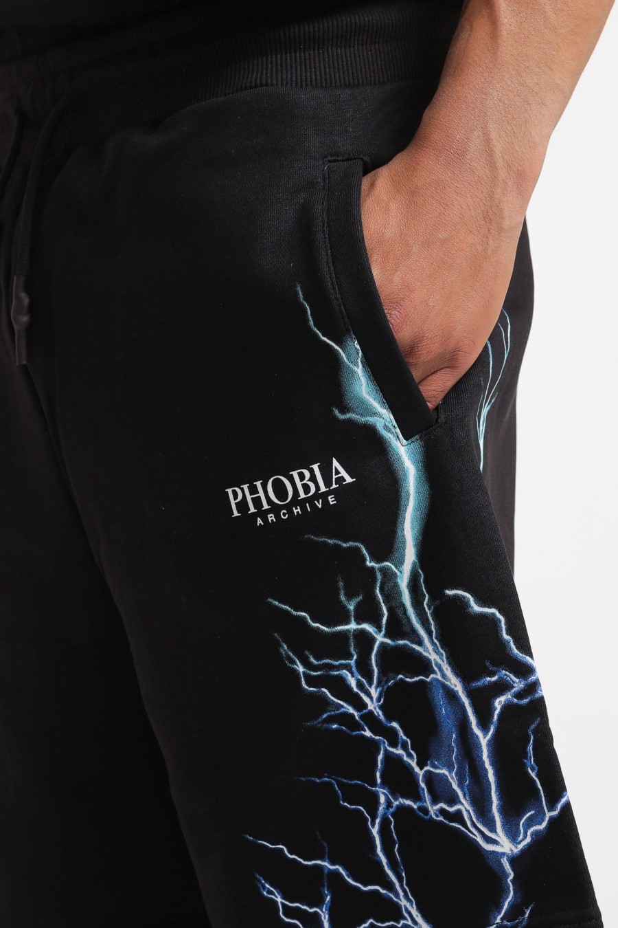 Uomo phobia vos Shorts | Shorts With Blue And Lightblue Lightning - Black