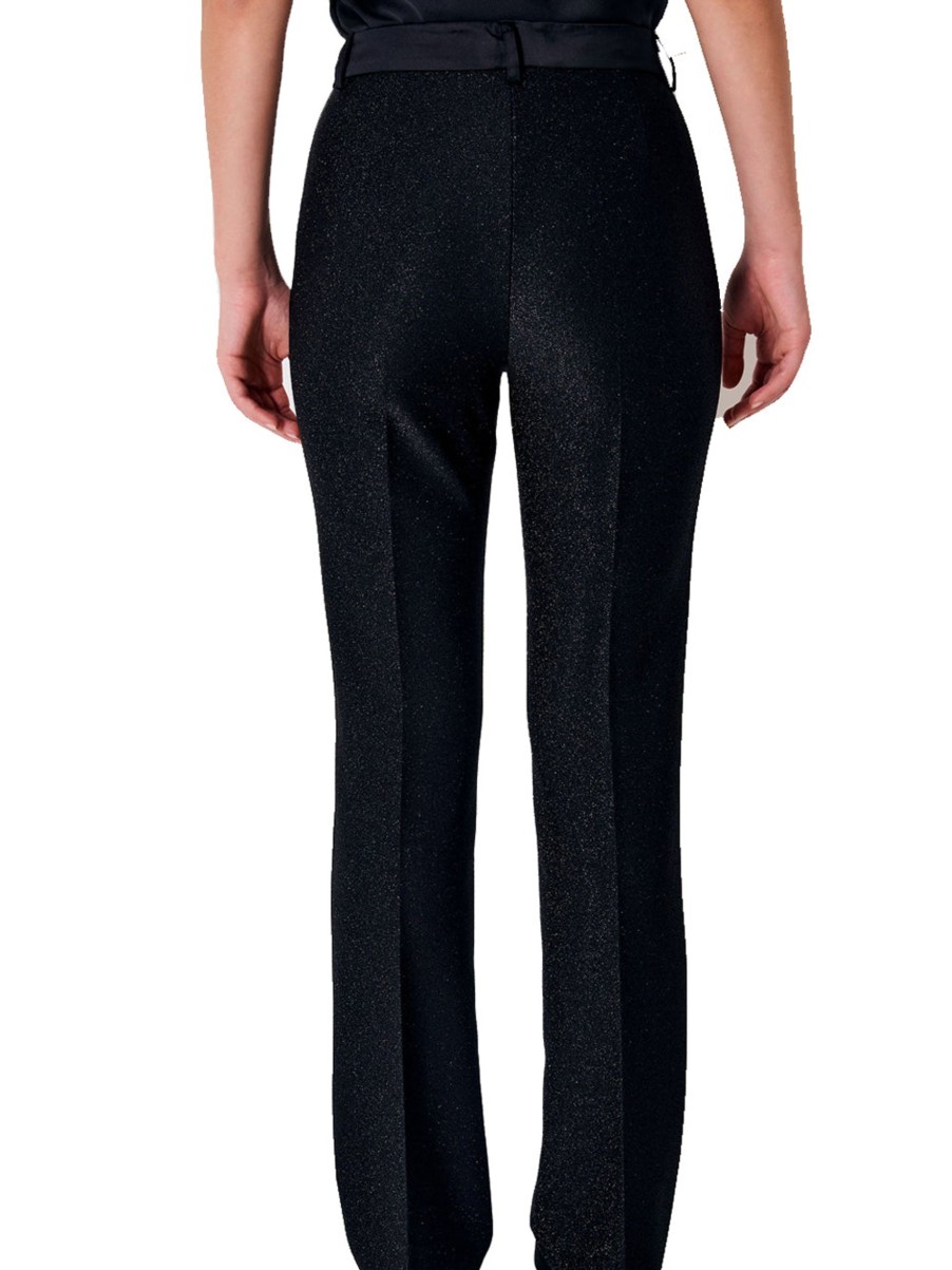 Donna vicolo Pantaloni | Pantalone Zampa Lurex - Nero