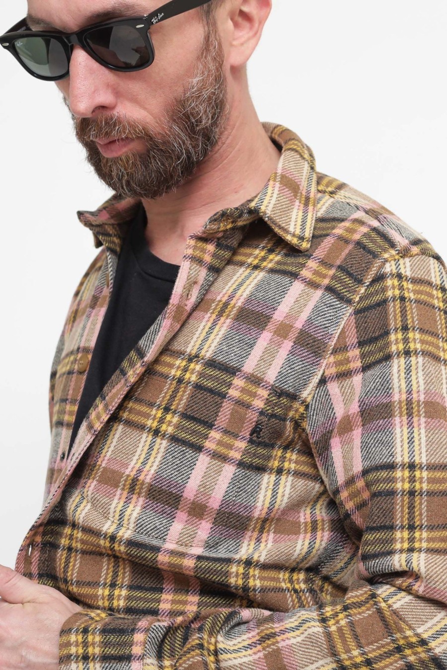 Uomo replay Camicie | Camicia Check - Brown Pink Yellow