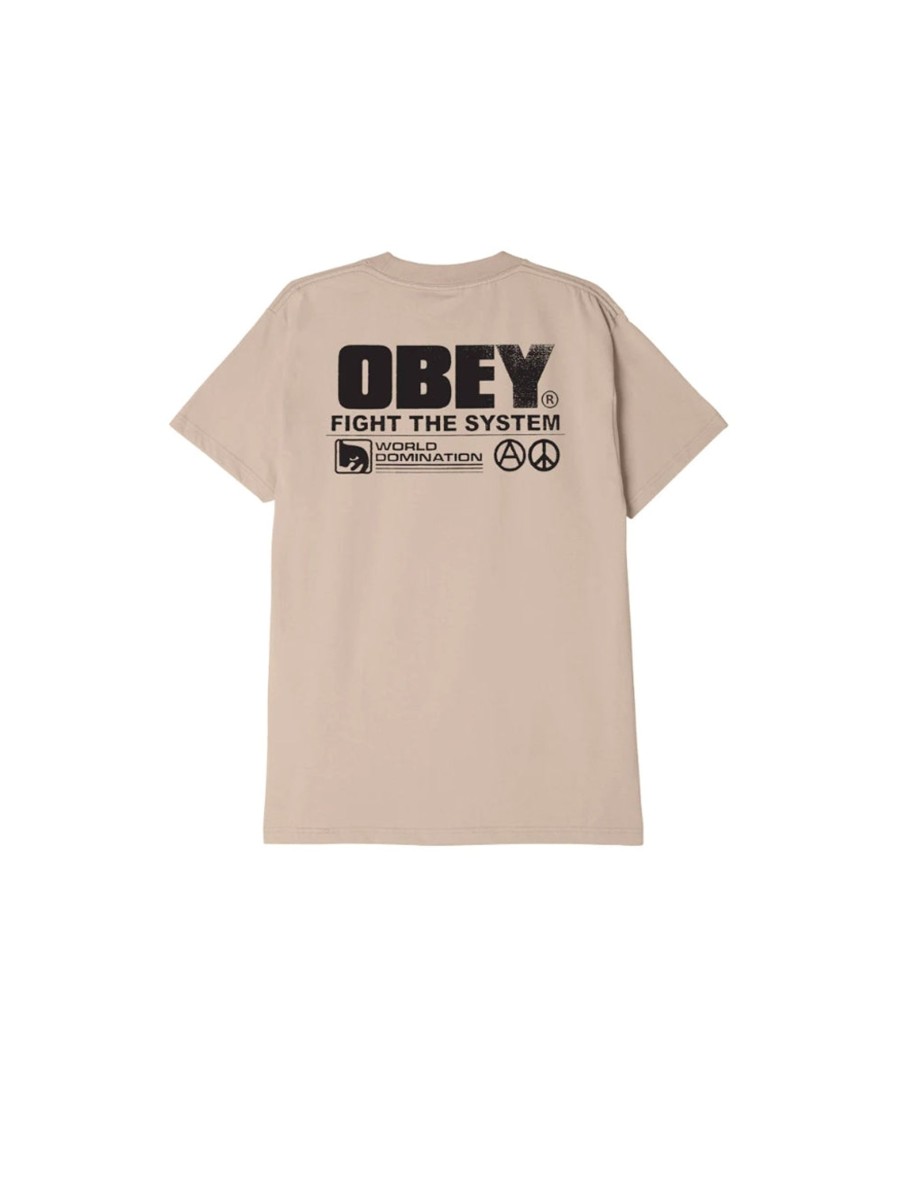 Uomo obey T-Shirt | Fight The System Classic Tee - Sand