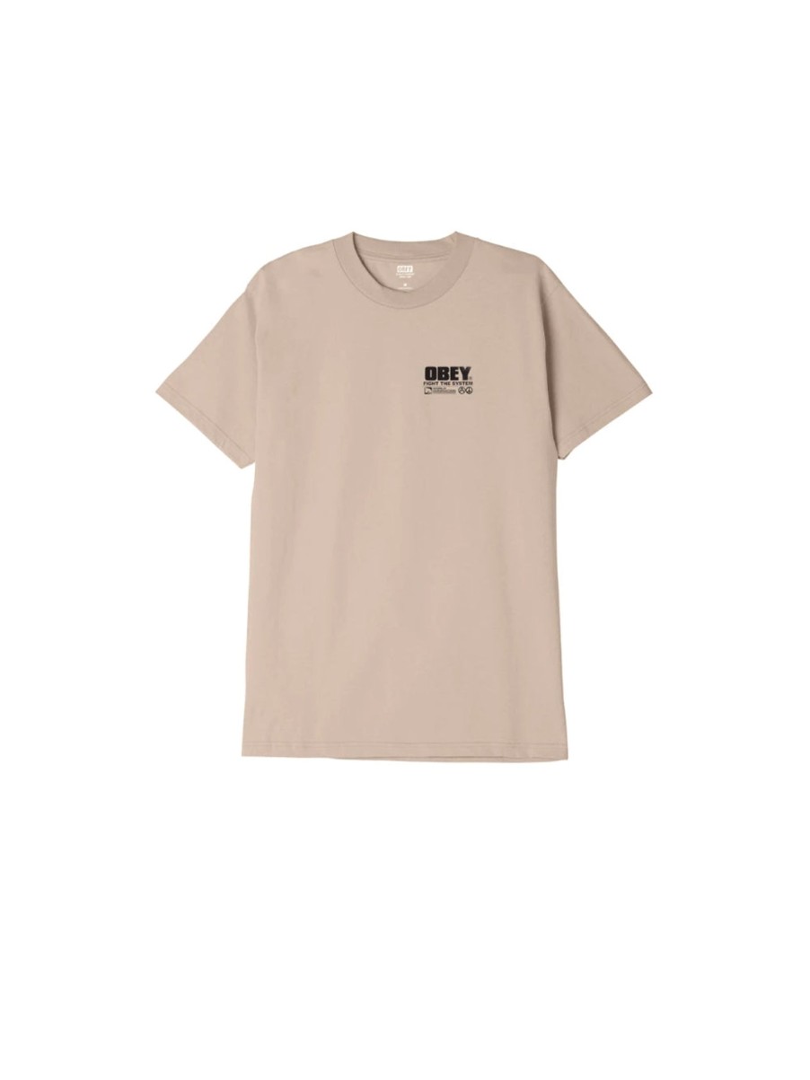 Uomo obey T-Shirt | Fight The System Classic Tee - Sand