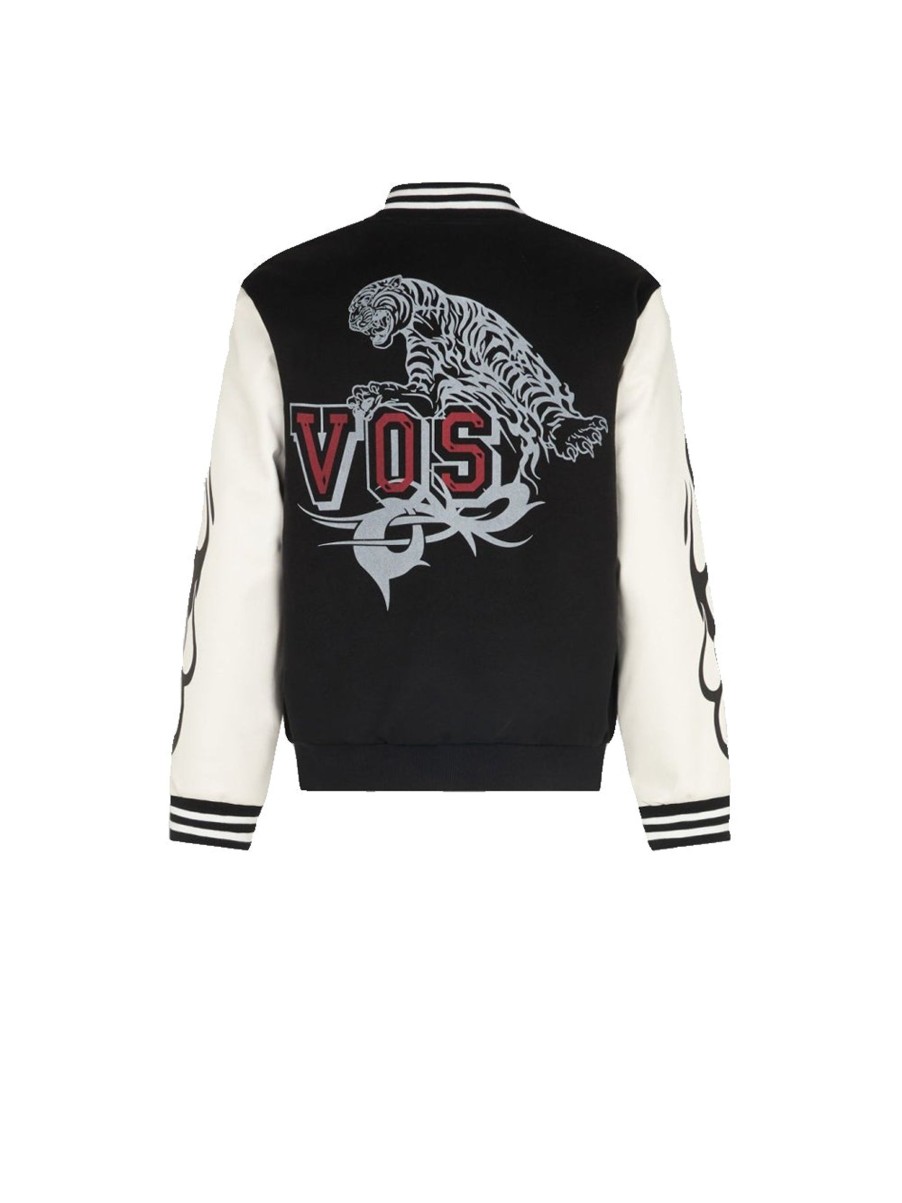 Uomo VISION OF SUPER Giubbotti | Black College Jacket Whit Tiger Logo Print