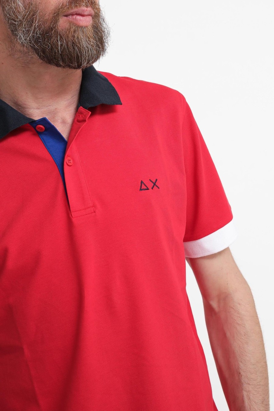 Uomo sun68 Polo | Polo 3 Color Way El - Rosso Fuoco