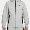 Uomo nike Felpe | Sportswear Tech Fleece Windrunner Felpa Con Cappuccio E Zip A Tutta Lunghezza - Dark Grey Heather/Nero