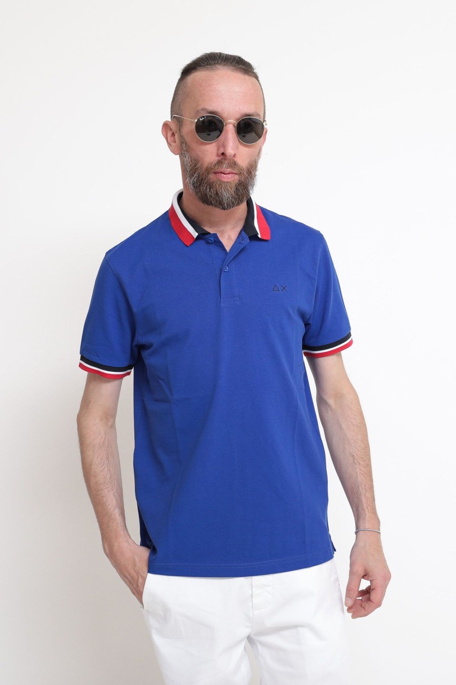 Uomo sun68 Polo | Polo Collar Multistripes El - Royal