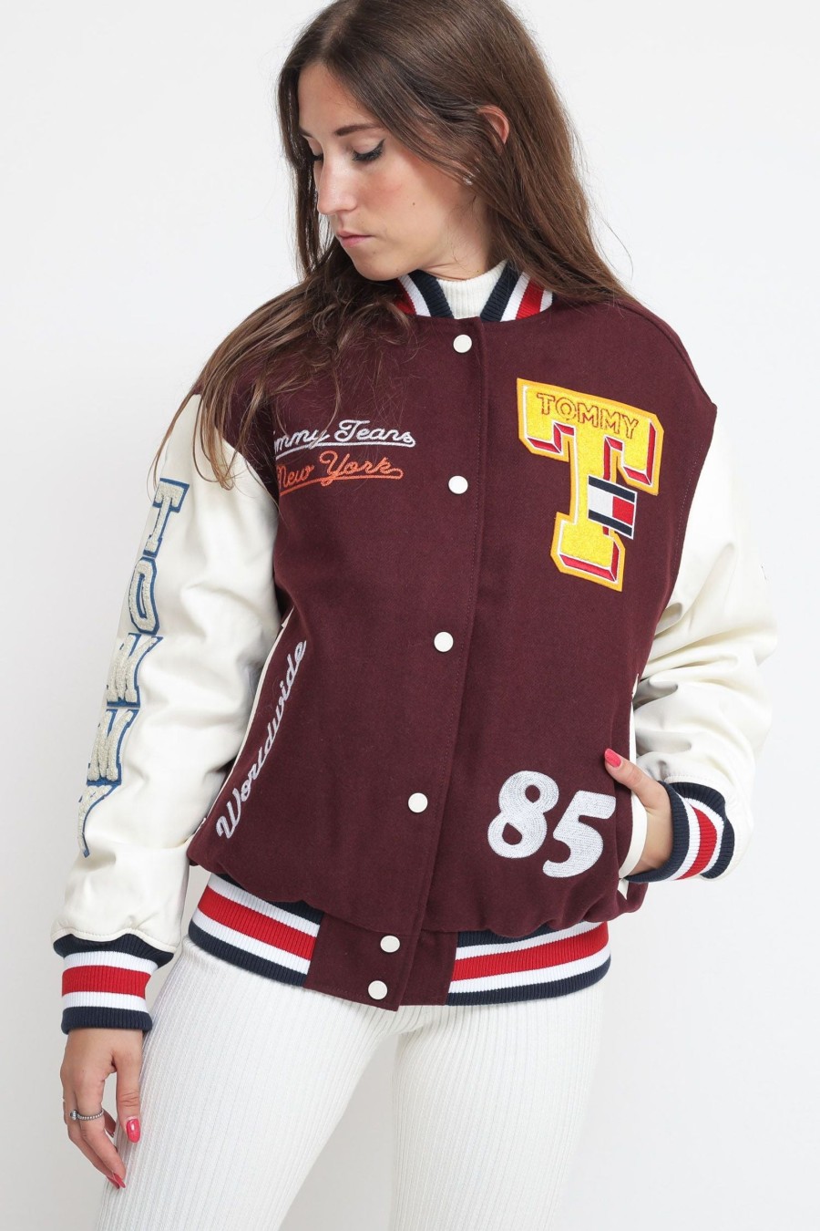 Donna tommy hilfiger Giacche | Tjw Letterman Jacket - Deep Rouge Multi