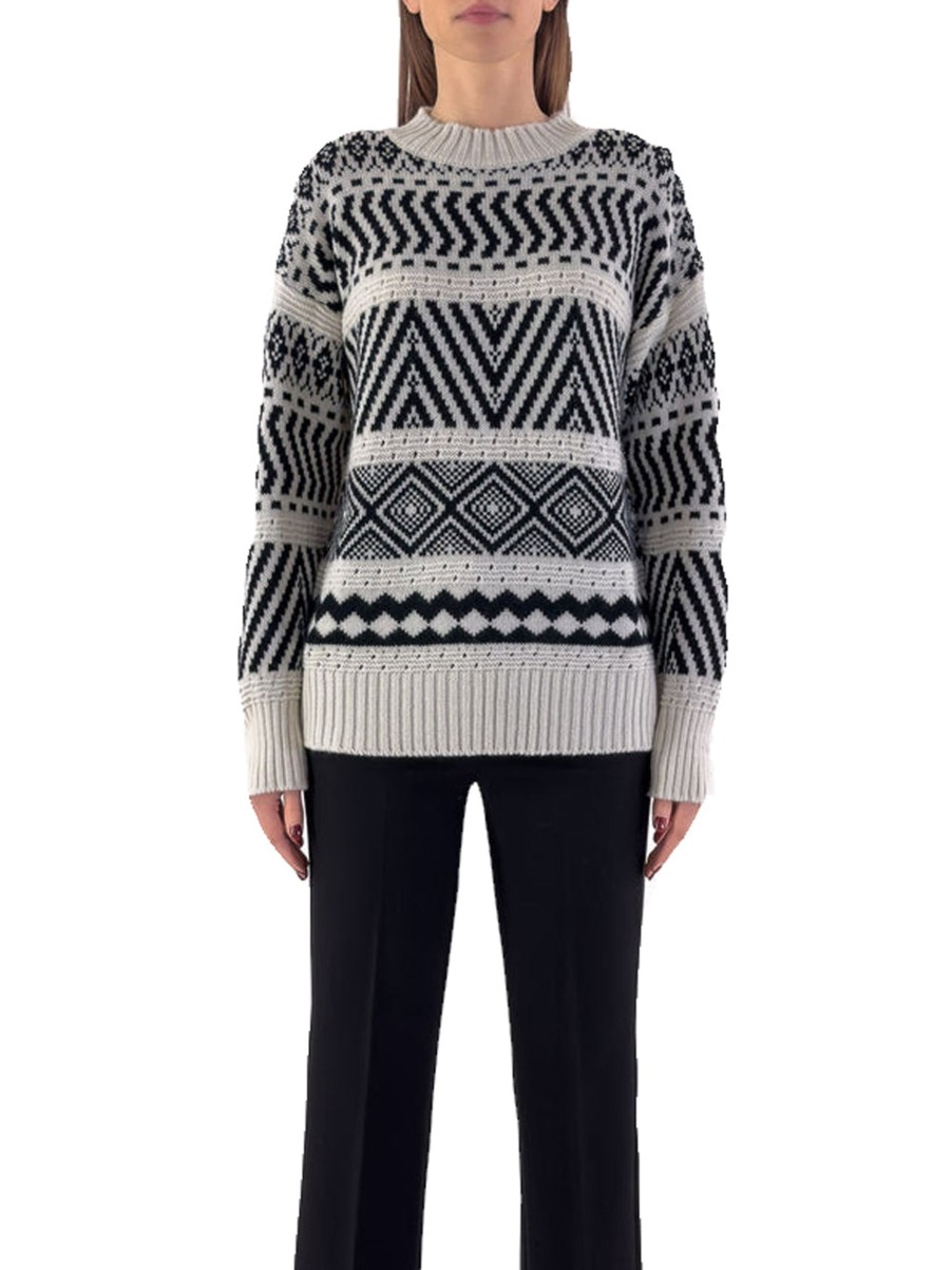 Donna vicolo Pullover | Knitwear Fantasia - Bianco/Nero