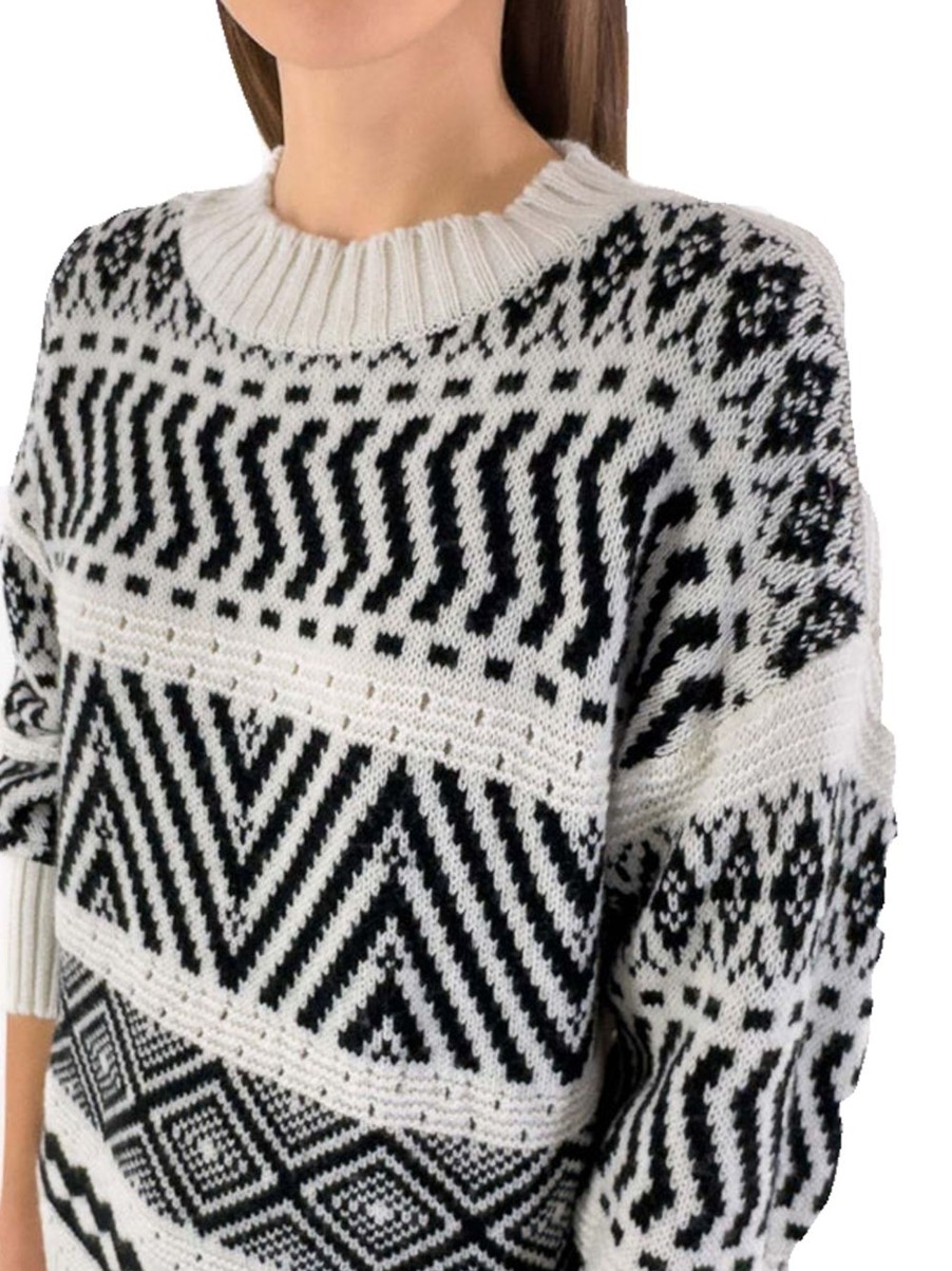 Donna vicolo Pullover | Knitwear Fantasia - Bianco/Nero